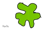 a drawing of a green puzzle piece on a white background