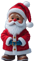 a santa claus figurine with a white beard and a red hat with ajc written on it