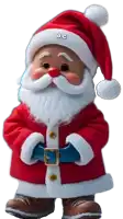 a santa claus figurine with a white beard and a red hat with ajc written on it