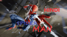 a poster for spider man in hindi with a picture of spider-man