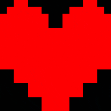 it looks like a pixel art heart with a black background .