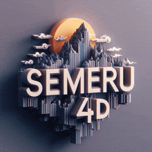 a logo for semeru 4d with a mountain and sun in the background