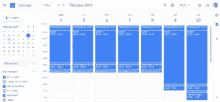 a screenshot of a google calendar showing a schedule for february