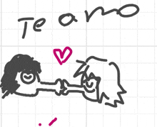 a drawing of a man and a woman with the words te amo written above them