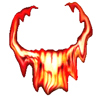 a cartoon drawing of a skull with flames coming out of it