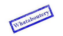 a blue stamp with the word whataboutery written inside of it on a white background .