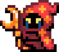 a pixel art drawing of a crying demon with a sword