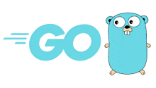 a cartoon gopher standing next to a go logo