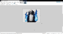 a computer screen shows a picture of a skeleton with blue flames in his hands