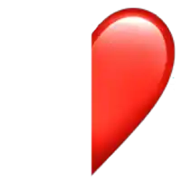 a red heart with a tear in the middle