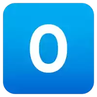 a blue square with a white letter o in the middle