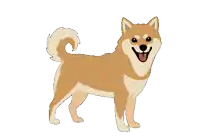a cartoon drawing of a brown dog with its tongue hanging out