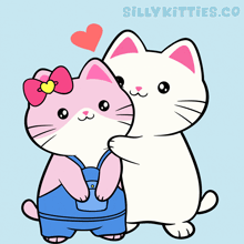 a cartoon of two cats with sillykitties.co written on the top