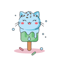 a cat shaped ice cream with sprinkles on top