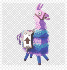 a cartoon llama with an arrow pointing up on it 's back