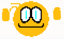 a pixel art drawing of a smiley face with glasses and the number 00 on it