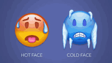 a hot face and a cold face with icicles on their faces