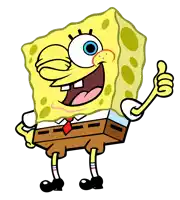 spongebob winks and gives a thumbs up sign
