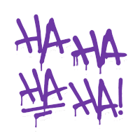 a white background with purple letters that say ha ha ha