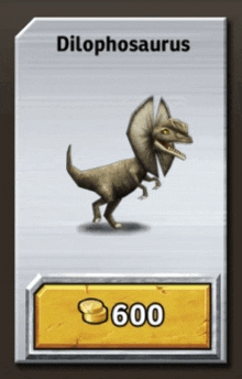 a picture of dilophosaurus with a price of $ 600