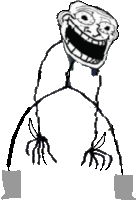 a black and white drawing of a troll with long legs