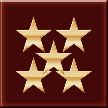 four gold stars are on a red background