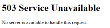 a page that says 503 service unavailable