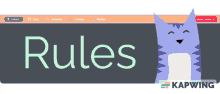 a rules page with a cat on it