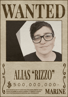 a wanted poster for alias rizzo marine