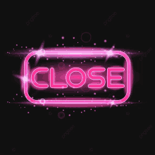 a pink neon sign that reads close on a black background