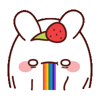 a cartoon rabbit with a rainbow coming out of its mouth