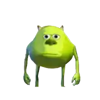 mike wazowski from monsters inc with a sad face
