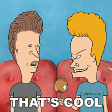 beavis and butthead from beavis and butthead are standing next to each other