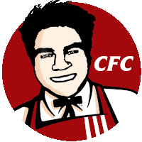 a cartoon drawing of a man with the word cfc on the top