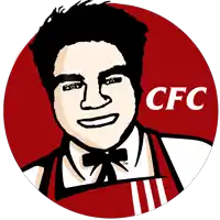 a cartoon drawing of a man with the word cfc on the top