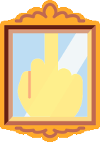 an illustration of a picture frame with a middle finger