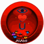 a red circle with a heart and the letter u in the middle