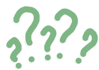 green question marks on a white background with a white border