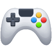 a white video game controller with a black cross and four different colored buttons