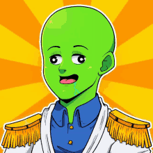 a cartoon of a man with a green head