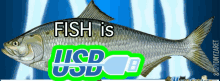 a fish with the words fish is jcd usd on it