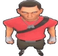 a cartoon of a man in a red shirt and khaki pants is standing on a white background .