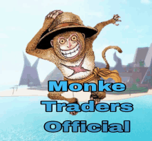 a monke traders official logo with a monkey wearing a hat