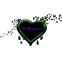 a green heart with the words vividdarkness written on it