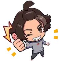 a cartoon character giving a thumbs up with an arrow pointing to his head