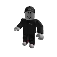 a roblox character wearing a black jacket and a black hat