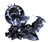a drawing of a dark knight with a sword and shield