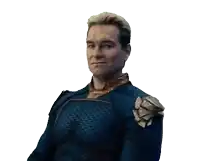 a man in a blue suit with a gold collar and shoulder pads