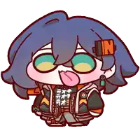 a cartoon drawing of a girl with a jacket that says jin on it