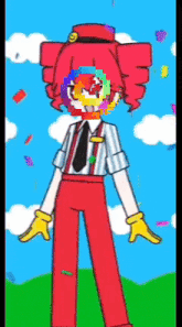 a cartoon of a clown with a rainbow on his face